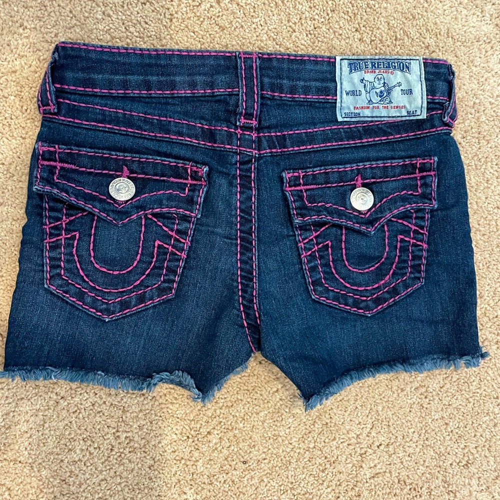 Girl’s Never Worn True Religion Blue and Pink Shorts
